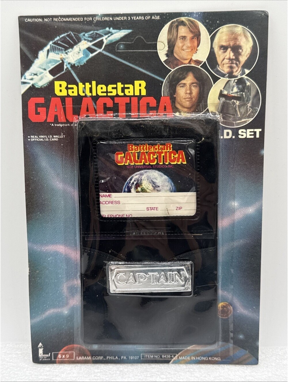 Battlestar Galactica Vintage 1978 I.D. Set Captains Vinyl Wallet Laramie *READ